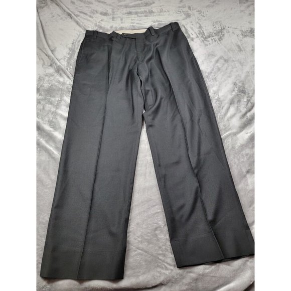 CALVIN KLEIN MEN'S BLACK FLAT FRONT DRESS PANTS SIZE 38X29 polyester, rayon - Picture 1 of 7